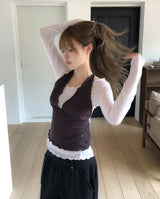 Dani Ruffle Layered Halter Long Sleeve