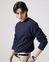 26SS★ Textured Henley Neck Long Sleeve T-Shirts