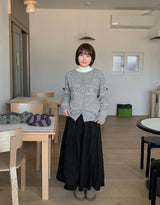 Pivot Flower Corduroy Banding Long Skirt