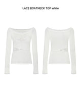 LACE BOATNECK TOP white