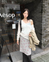 Mohair button V neck knit
