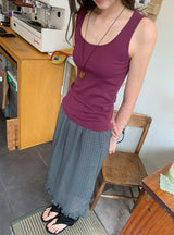 Duhin Basic Color Layered Round Sleeveless