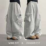 Ribbon Cargo Pocket Wide Training Banding Pants (2 colors)