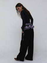 Side Shirring Stripe Top_Charcoal