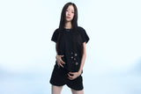 グランジクローレオパードアイレットTシャツ - ブラック