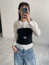 Paper See-through Wrap Blouse