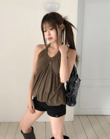 Pair Shirred Strap Halter Top