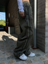 Two-way two-line crunchy wide trek long pants (3 colors)