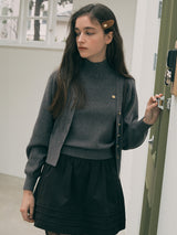 V NECK RAGLAN CARDIGAN CHARCOAL