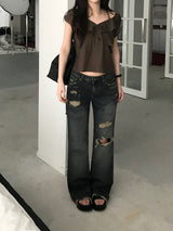 Label Damage Washed Denim Pants (one color)