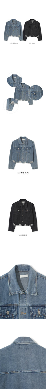 [S/S] クロップダメージデニムジャケット(2color)