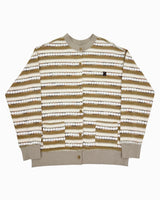 Alarm Loop Stripe Knit Cardigan - Beige