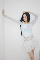 キャットシフォンバンディングフレアミニスカート