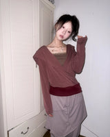 (2color) Diagonal Shirring Bootcut Layered Pants