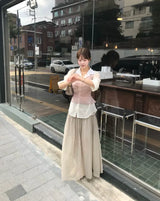 seer roll & layerd long chiffon sk