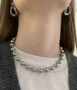 Silver ball bar necklace(6mm)