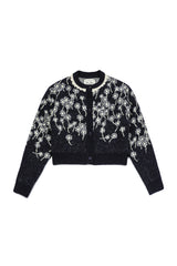 フラワーウールカーディガン [Navy]