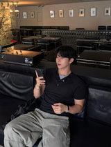 Snap layered muscle short-sleeve t-shirt