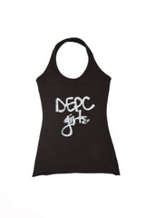 LOGO HALTER TOP - BROWN