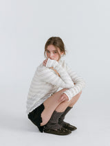 FRILL BUTTON CARDIGAN / IVORY