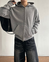 Stitch Knit Hood Zip-up
