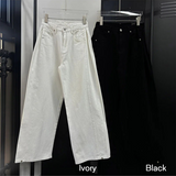 ステッチバックストラップワイドデニムパンツ(2color)