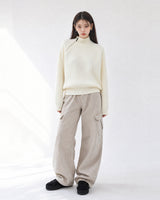 (UNISEX) ショルダー ハーフ ジップアップ ラグラン ニット