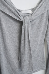 Off-Shoulder Tie Sleeve (Gray)