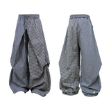 RELABEL (Menglian) Asymmetrical Cross-Patterned Ripple-Pleated Casual Trousers