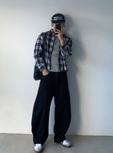 Meir Premium Adult Three-Needle Curved Wide Denim Pants