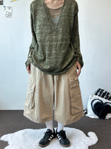 Drip Drape Distressed Mesh Loose Knit Sweater 4color