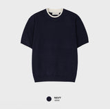Look Loeller Two-Tone Layered Crop Short Sleeve Knit