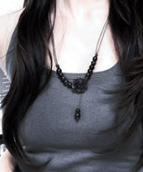 vintage black ローズノットネックレス