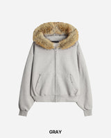 Fuzz Crop Napping Zip-up Hoodie