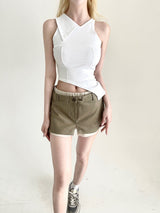1479. ベイアンバルカラーカットアウトミキシングスリーブレス (3color)