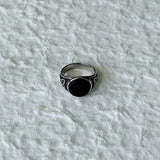 Obsidian Medallion Ring