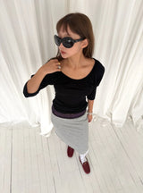 Shirring puff 3/4 sleeve T (2c)