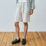 front seam fatigue short pants cream