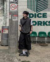 Broad Stripe Knit Hoodie Vest