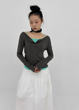 [MADE] Hibe Henley Neck Long Sleeve Top