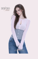 Rosy Moore Pink Gray Layered Tee