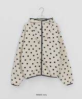 Deol Color Matching Printing Fleece Hood Zip-Up Jumper