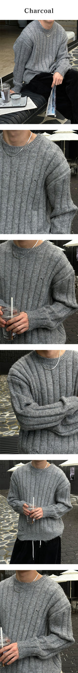 [F/W] Wool blend damage knit(4color)