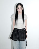 Voluminous sheer wrap skirt _ black