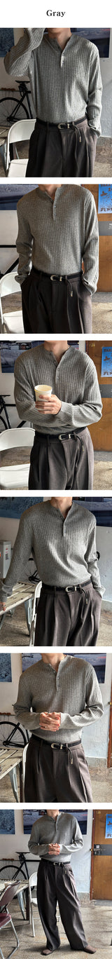 [MUSCLE FIT] Golgi muscle fit henry neck knit(4color)