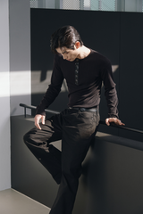 セミフレア コットンパンツ(Black)