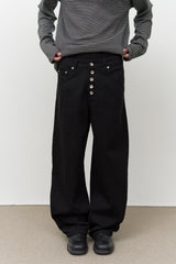 Button-fly Curved Pants