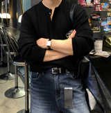 ルックイスティーデイリーリベッドモダルヘンリーネックニット
