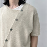 Offset Button Cropped Knitwear