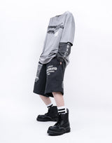 BBD 隠しスローガン ピグメント Tシャツ (グレー)